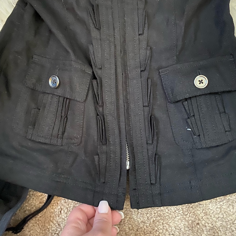 Size small black short sleeve button up blazer top - Picture 3 of 3
